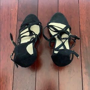 Black strappy 4 inch stilettos (size 38)